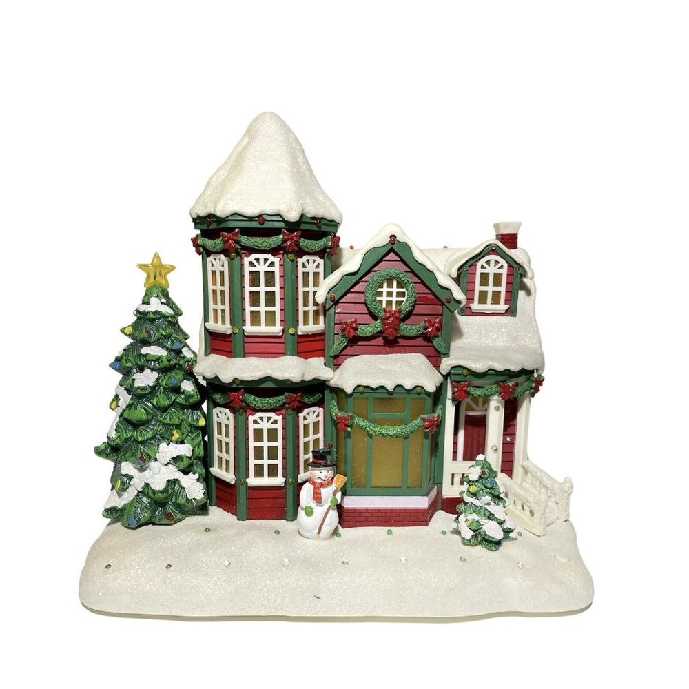 2007 Avon Animated Lights Holiday House Plays Music Christmas Snow Tested